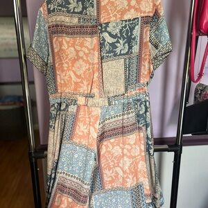 Cato Pink and Blue Asymmetrical Sundress